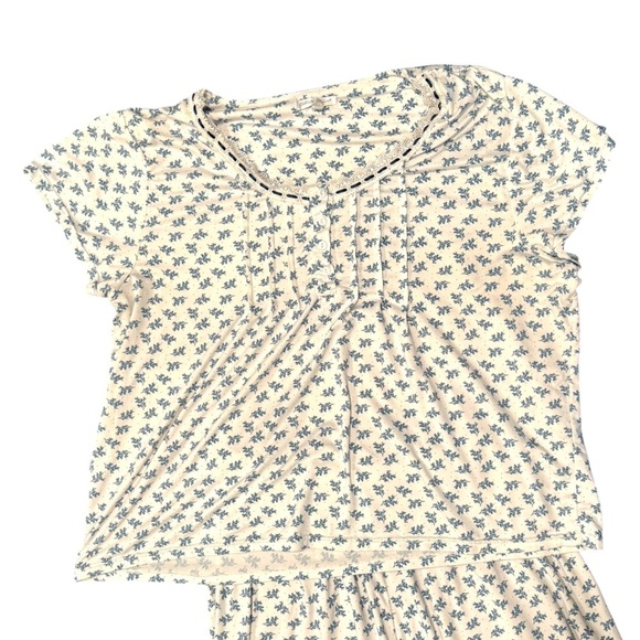 Body Touch Intimates Two Piece Pajama Set Sz 3X Cropped Pant Blue Floral Soft - Picture 2 of 13
